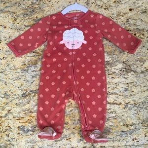 Carter’s Pink Mauve Lamb Fleece Footie Footed Onesie Sz 3 Month